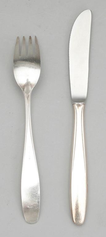 BESTICK, 12 st, låghaltigt silver, Tyskland, 1900-tal.  tot Vikt ca 1274 gram.