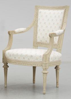 KARMSTOL. Gustaviansk. Av Ephraim Ståhl (mästare i Stockholm 1794-1820).