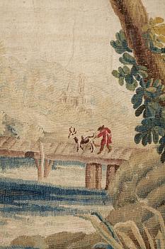 A TAPESTRY, "A Pastoral scene", tapestry weave, ca 275,5-278,5 x 407 cm, Aubusson, France around the middle of the 18th.