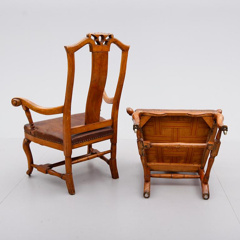 KARMSTOLAR, 1 par, senbarock, 1700-tal.