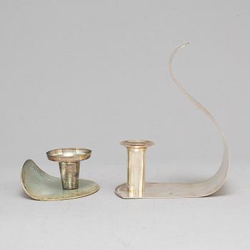 ELON ARENHILL, two silver candlesticks, Malmö 1991 & 2003.