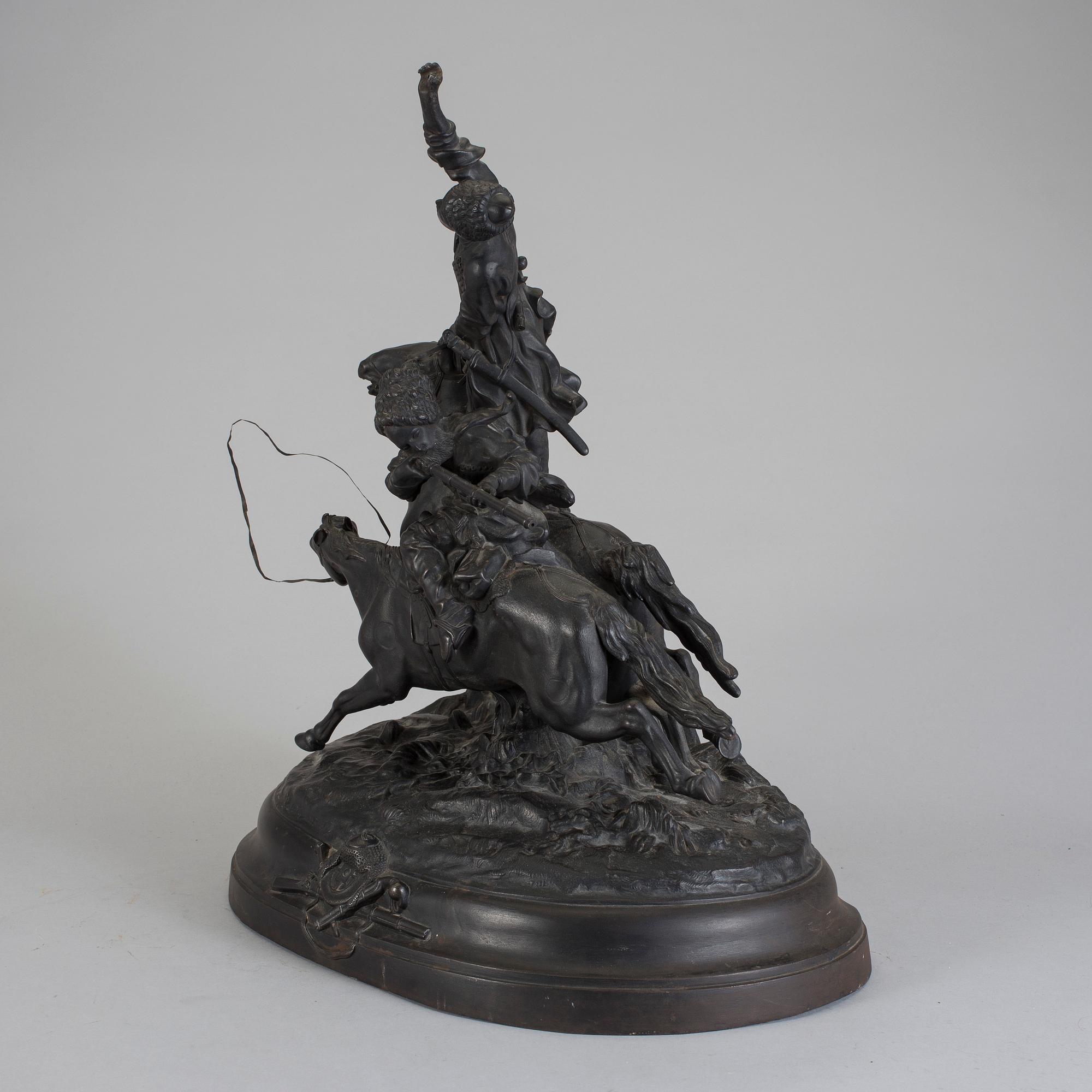 EVGENY ALEXANDROVITCH LANCERAY, efter, skulptur, gjutjärn, stämpelmärkt, Ryssland tidigt 1900-tal.