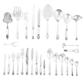 159. Johan Rohde, a set of 179 pcs of Acanthus 830/1000 silver and stainless steel flatware, Copenhagen ca 1928.