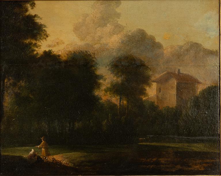 Unknown artist, 17th century (19th century), Landscape with figures by a house.