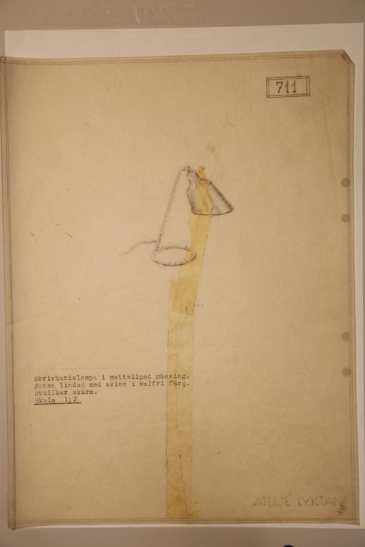 Hans Bergström, bordslampa, modell "711", ateljé Lyktan, Åhus, 1940-tal.