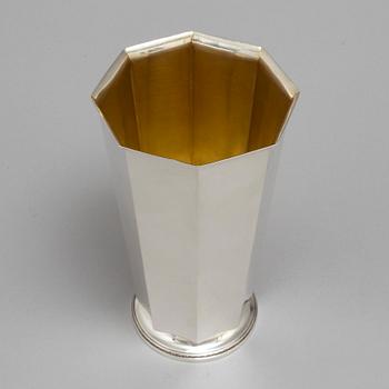 A parcel gilt sterling silver vase by Atelier Borgila, Stockholm 1950.