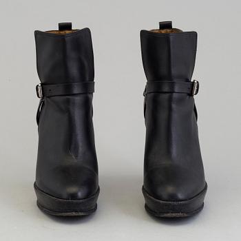 Black leather booties by Ralph Lauren.