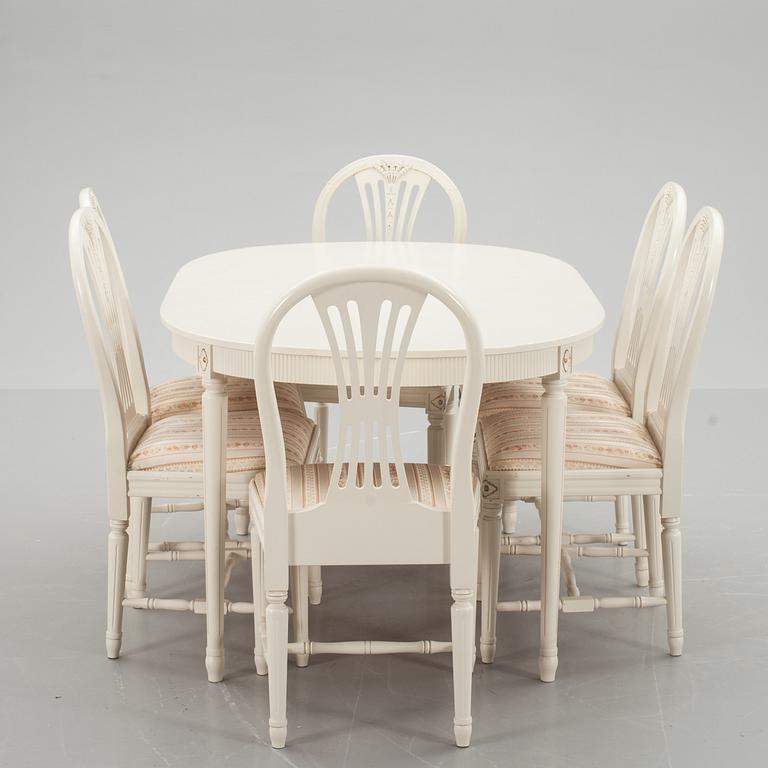 MATSALSMÖBLEMANG, 9 delar, gustaviansk stil, 1900-talets slut.