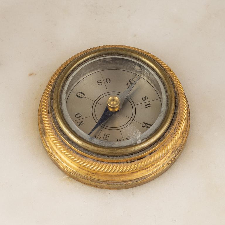 A Louis XVI marble and gilt bronze mantel clock, late 18th Century.