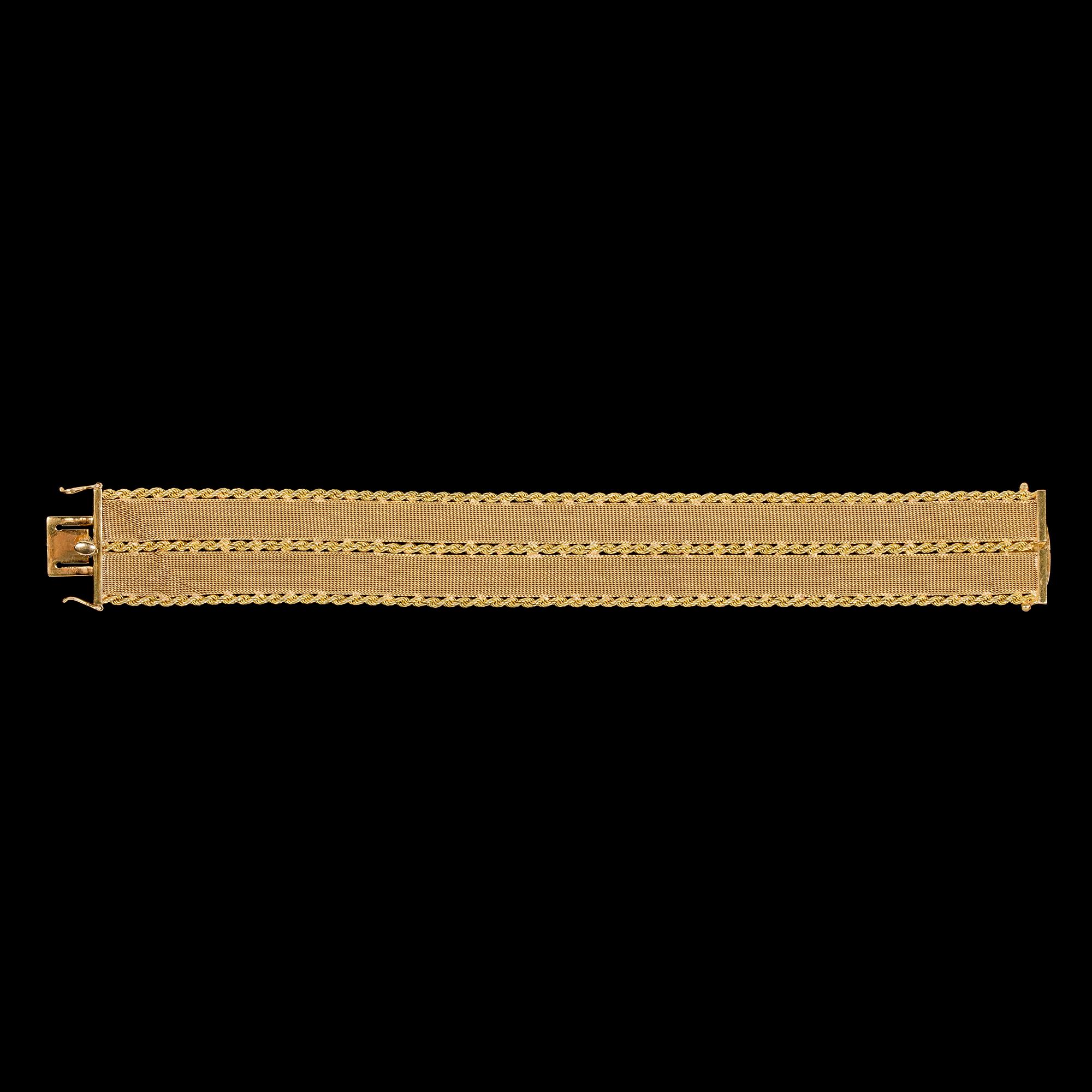 ARMBAND, guld 18K, stämplad Brevettato. Italien 1900-talets andra hälft. Vikt ca 40 gram.