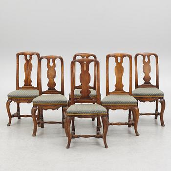 A set of six late Baroque chairs, mid 18th Century.