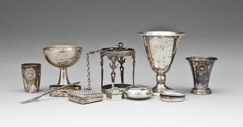 PARTI SILVER, 11 delar, bl a Ray Urban och CG Hallberg, 1800-1900-tal. Tot ca 350 g.