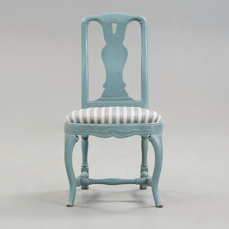 Eleven Swedish Rococo 18th century chairs.