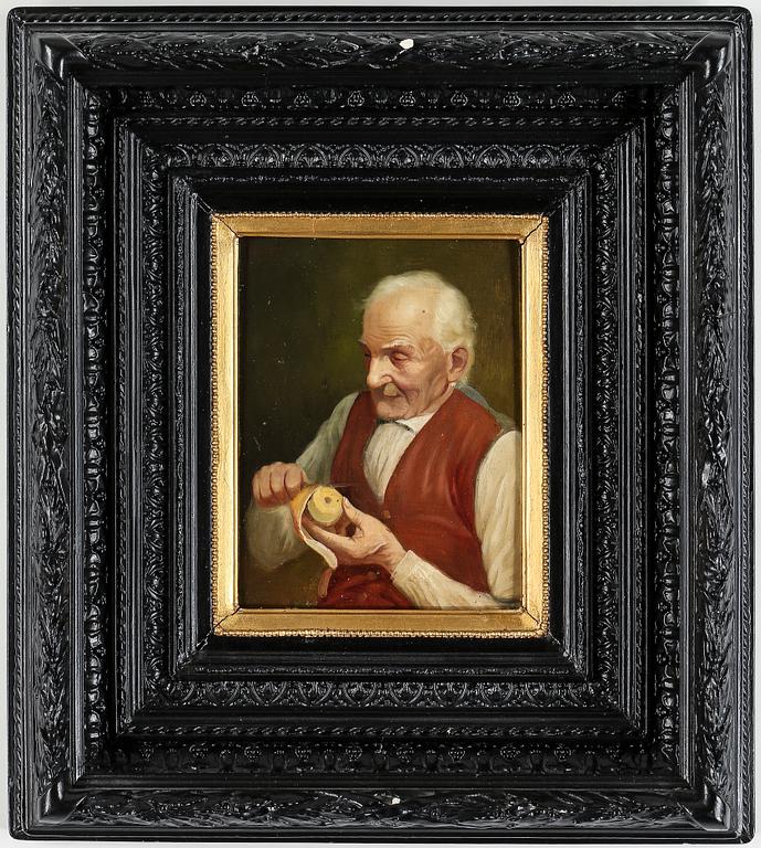 OKÄND KONSTNÄR, olja på pannå. Tyskland/Schweiz, 1800-talets slut. Otydligt signerad.