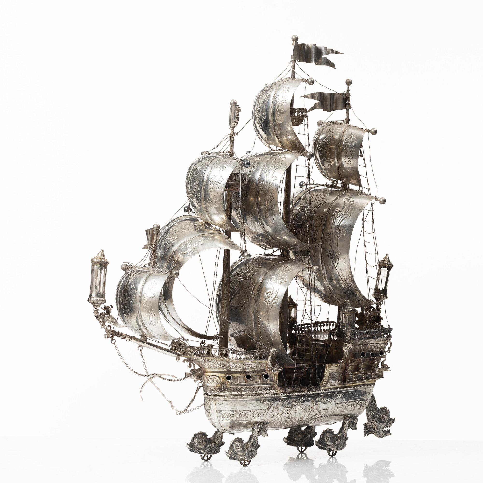 Fartyg, s.k. Nef, silver, sannolikt Tyskland omkring år 1900.