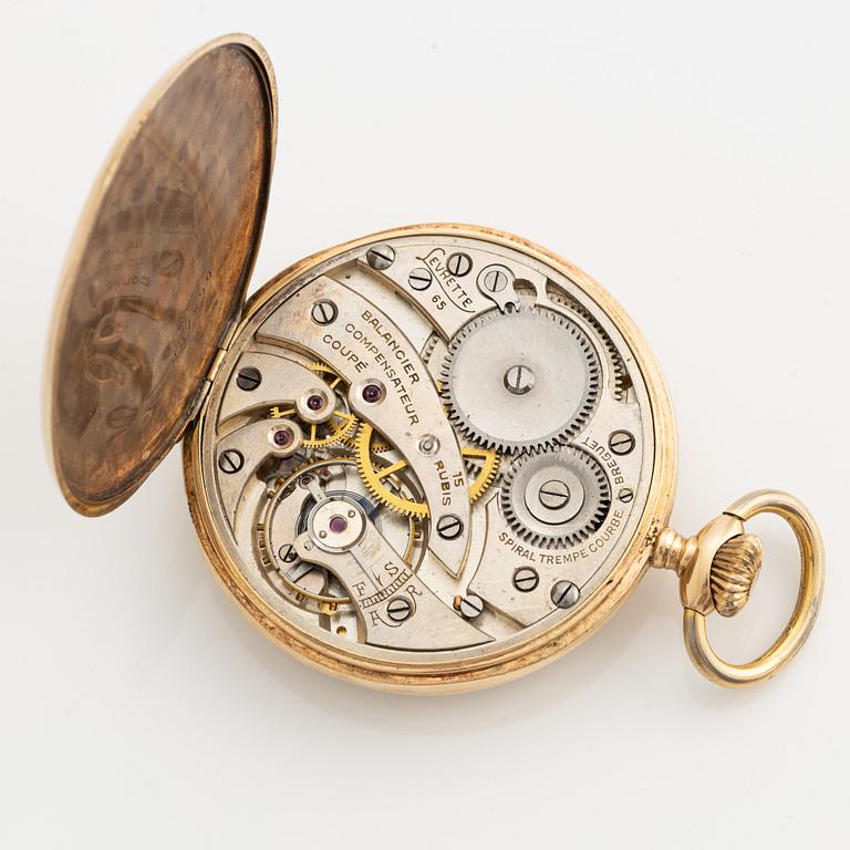 Levrette, pocket watch, 14K gold, 46 mm.