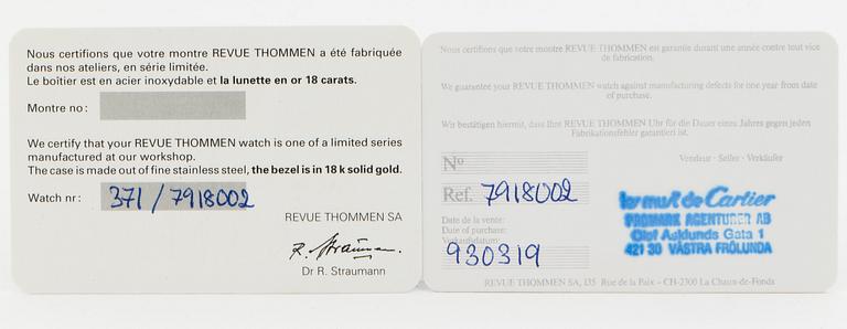 REVUE THOMMEN, wristwatch, Cricket, 35 mm.