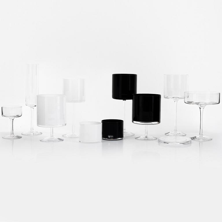 Karl Lagerfelt, a 118-piece "Orrefors" glass service with 94 coaster for Orrefors, Sweden.