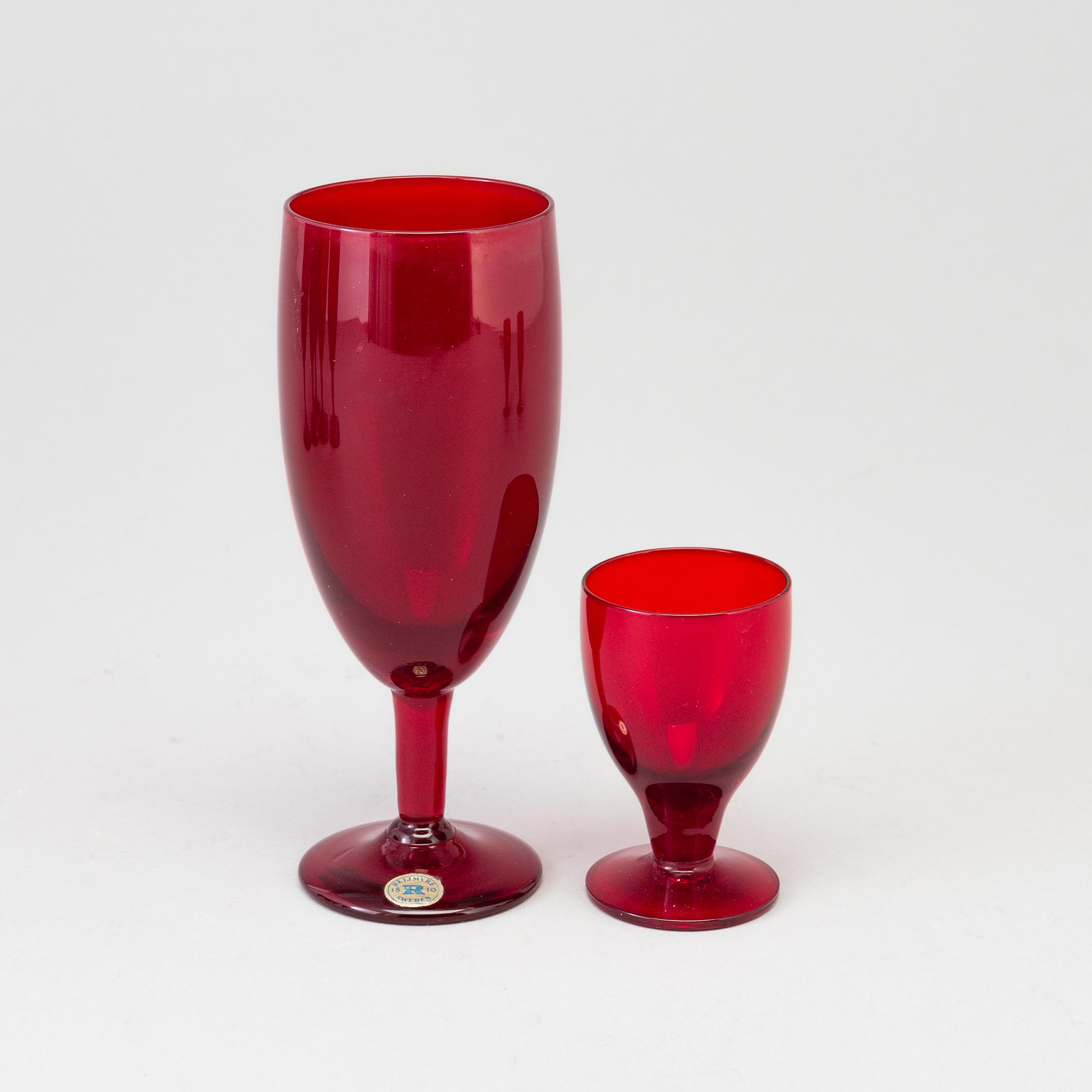 MONICA BRATT, champagneglas och snapsglas, nio delar, stycken, Reijmyre, 1900-talets andra hälft.