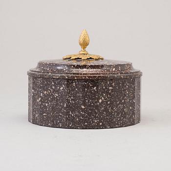 109. A Swedish Empire 19th century porphyry butter box.