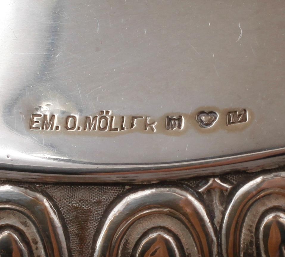 BORDSUPPSATS, silver, EM O Möller, Malmö 1911. Vikt ca 2580 gram.