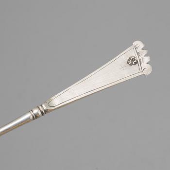 Two possibly Norwegian 17th century silver spoons, one unmarked one with makers mark ILM.