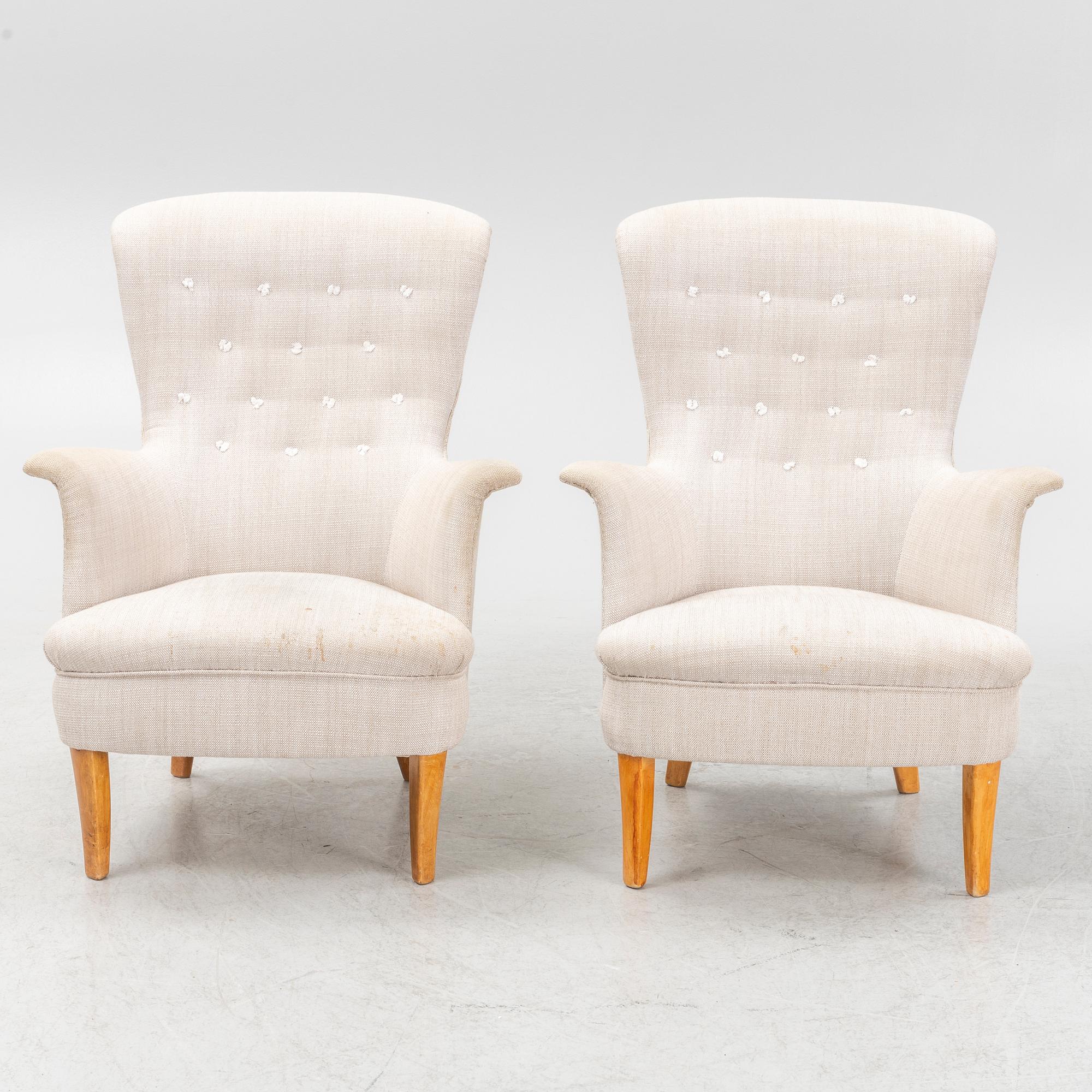 Carl Malmsten, fåtöljer, ett par, "Gamla stan".