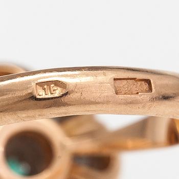 Ring, 14K guld, diamanter ca 0.40 ct tot och smaragd. Jerevan.