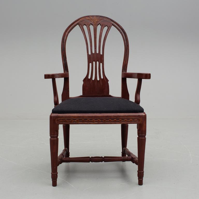 KARMSTOL / SKRIVBORDSTOL, 1700-talets slut. Gustaviansk.