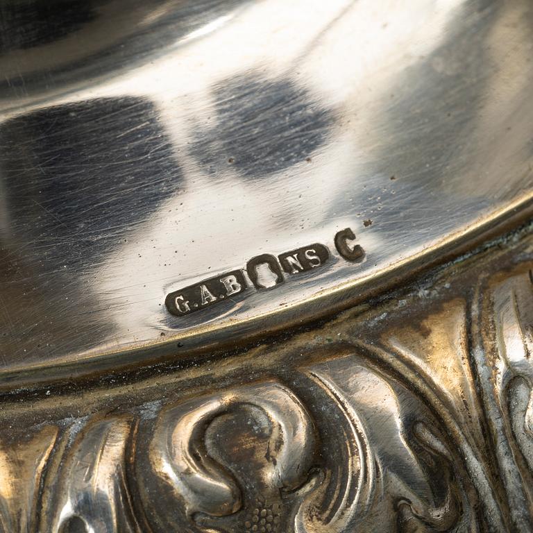 Drinking horn, silver plate, GAB, Stockholm early 20th century.