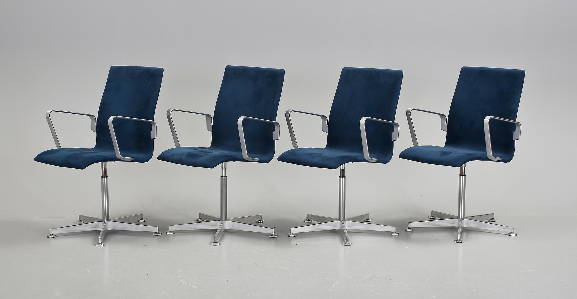 SKRIVBORDSSTOLAR, 4 st, "Oxford", Arne Jacobsen, Fritz Hansen, 1990/2000-tal.