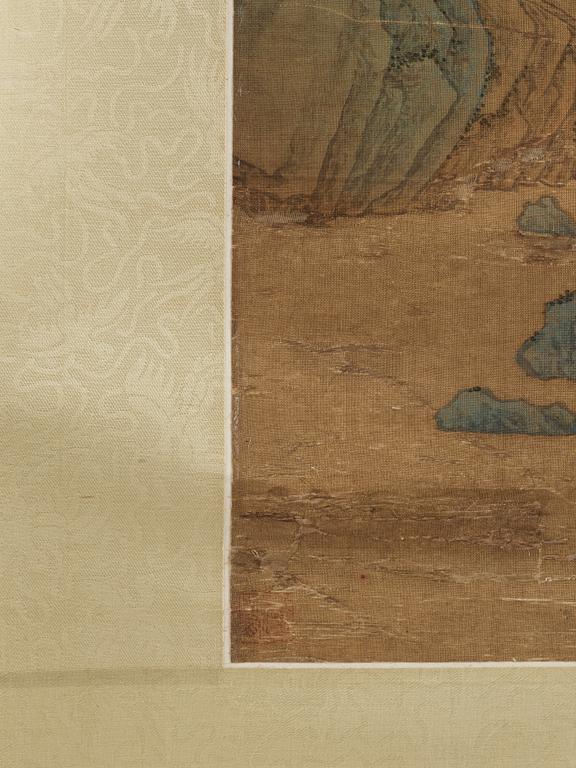 RULLMÅLNING med KALLIGRAFI. Troligen av kvinnlig konstnär (Yinhu från Tongjin), Qingdynastin (1644-1912).