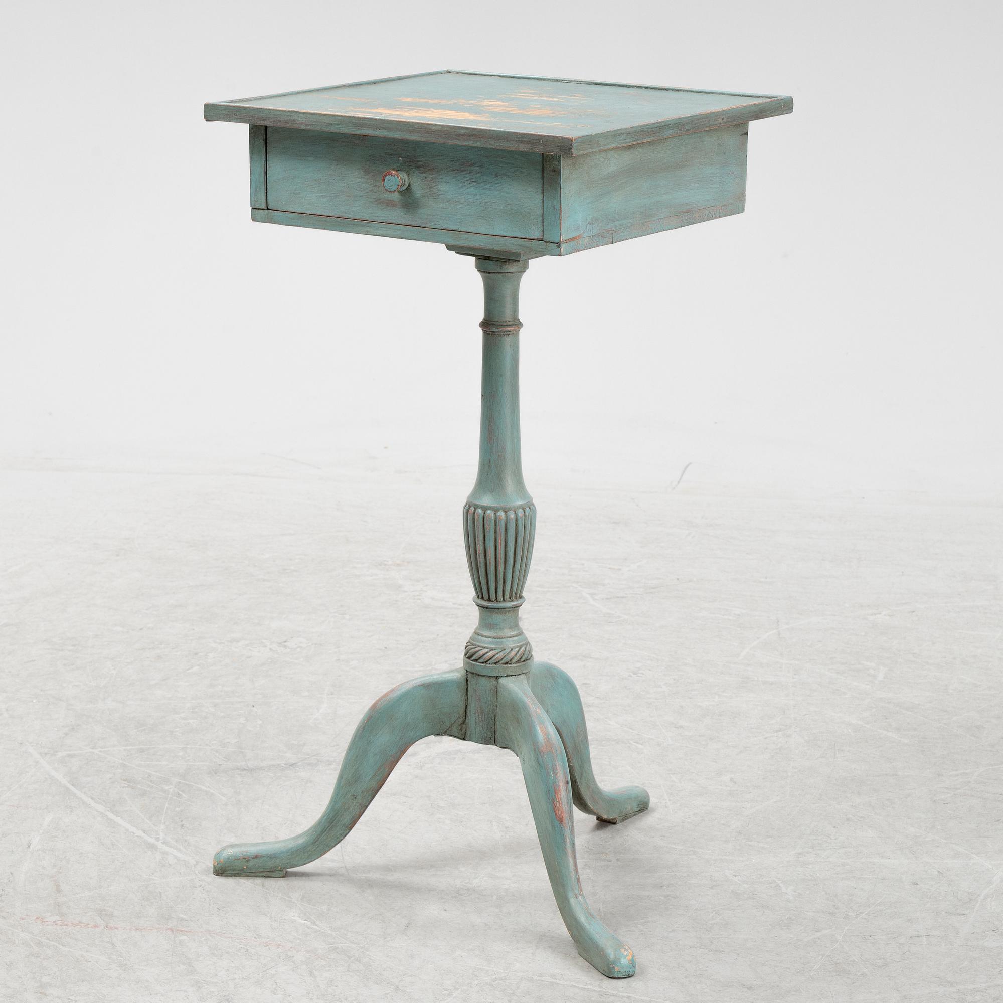 A painted late Gustavian style table with a drawer.