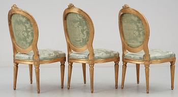 Three Gustavian 18th Century chairs, attributed to J. Lindgren.