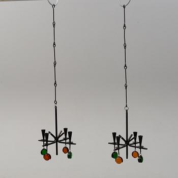 GUNNAR ANDER, a pair of hanging candelabra, Ystad Metall, second half of the 20th century.
