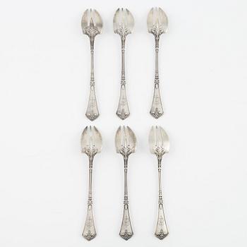 Lapparra & Gabriel, ostrongafflar, 6 st, silver, Paris (1902-1923).
