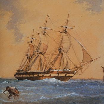 Jacob Hägg, The frigate "Vanadis" on a beam reach.