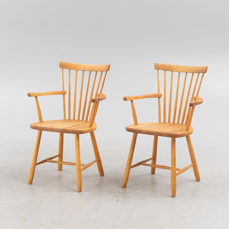 Carl Malmsten, six 'Lilla Åland' chairs, Stolab, 1990-92. Dining table, Stolab, 1989.