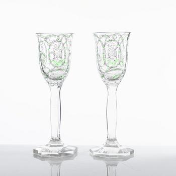 Wine glasses, a pair, Art Nouveau, likely Bohemia, early 20th century.