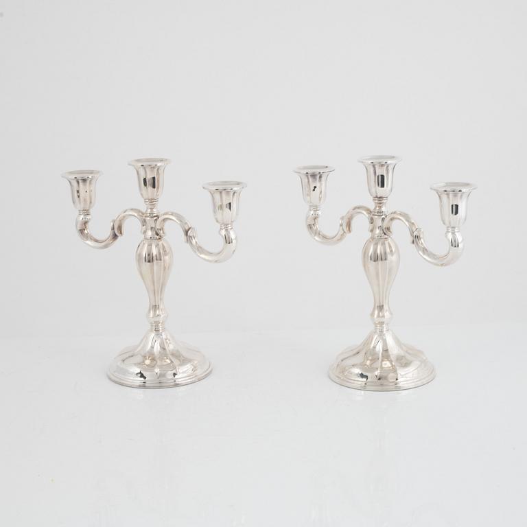 Candelabras, a pair, silver, Thorvald Marthinsen Sølvvarefabrik, Norway.