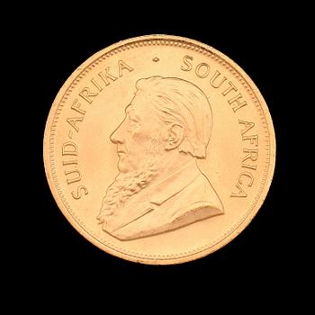 GULDMYNT, finguld, Krugerrand, Sydafrika, 1983. Vikt ca 34 g.