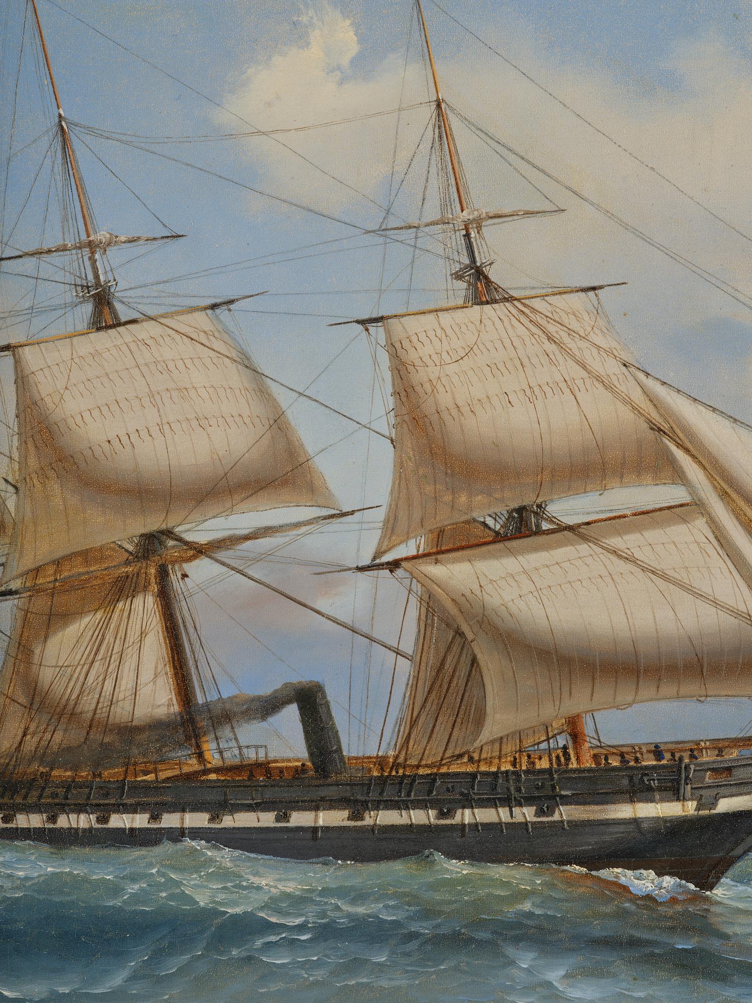 Carl Julius Emil Olsen, Steam frigate under sail.