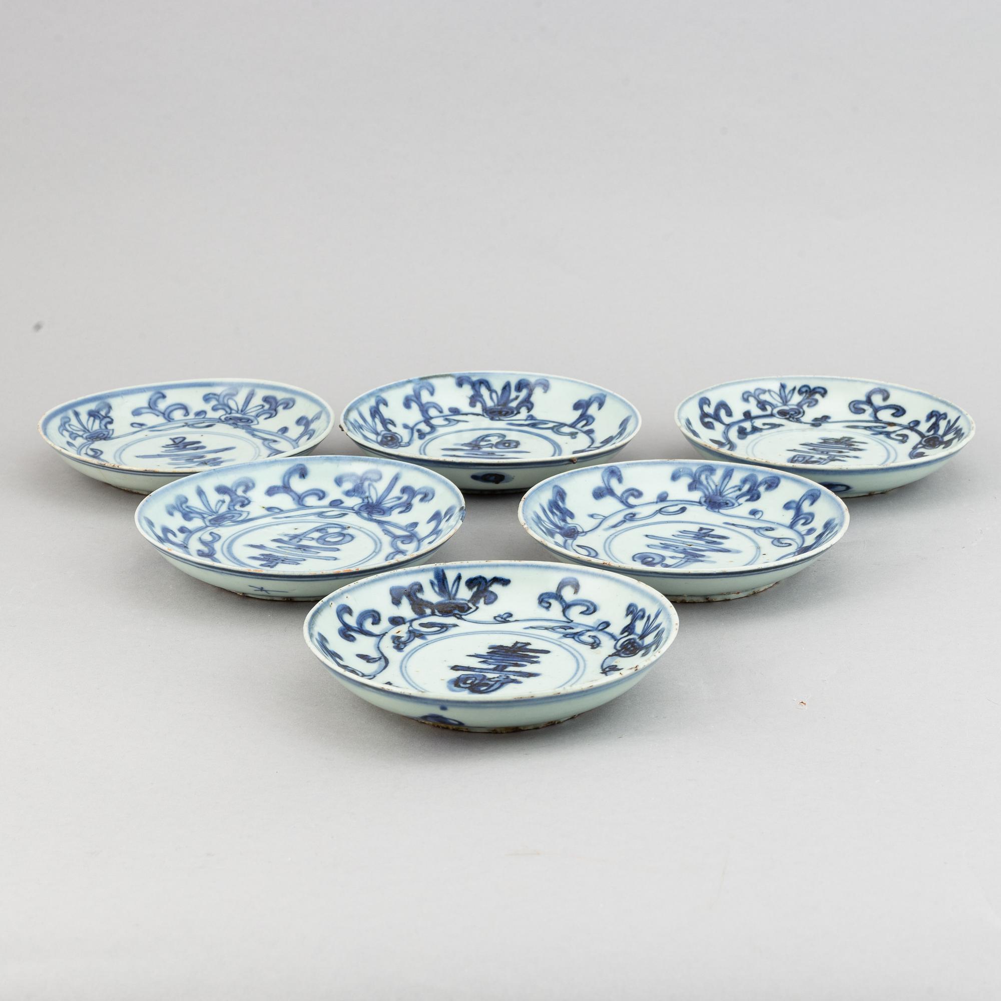 Skålfat, sex stycken, Kina, Mingdynastin (1368-1644).