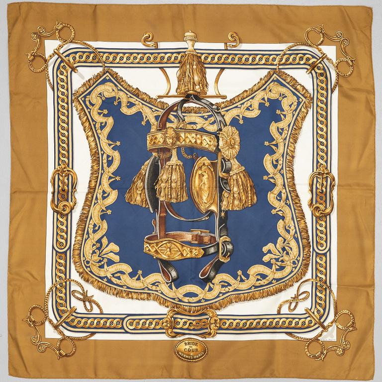 Hermès, two silk scarves.