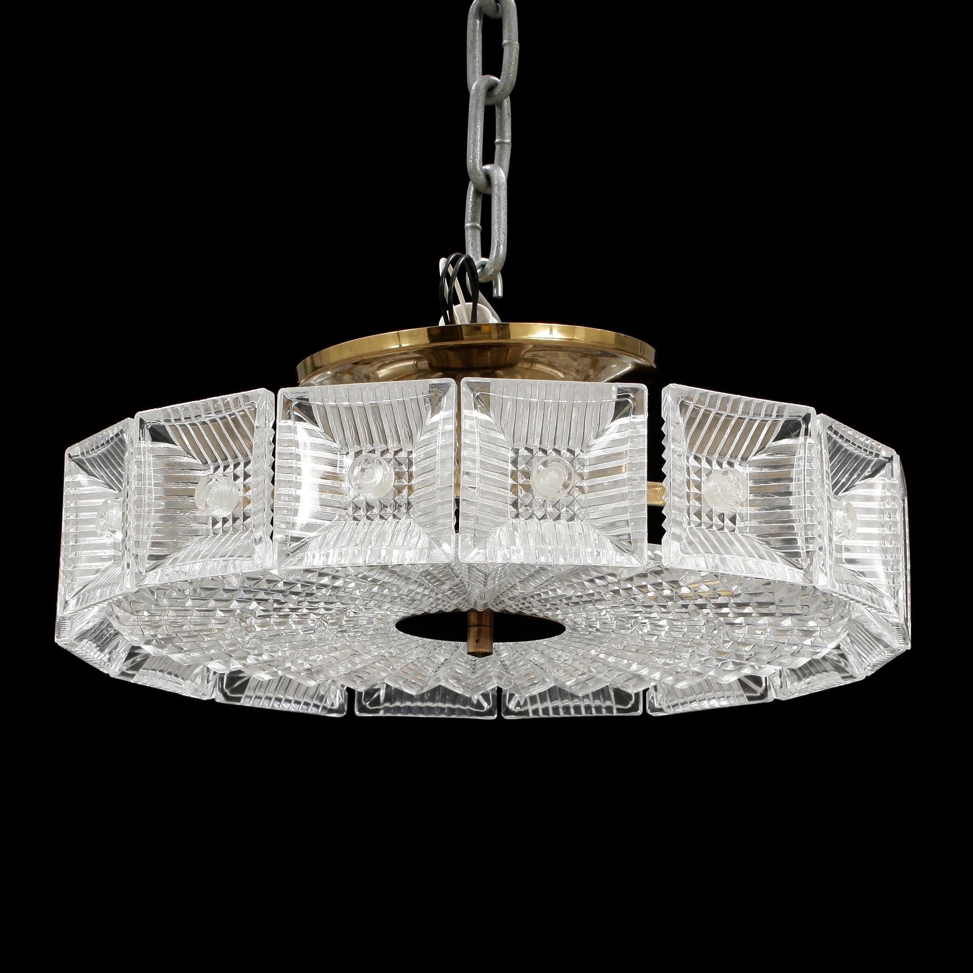 TAKLAMPA, glas, Carl Fagerlund, Orrefors, 1960/1970-tal. Diameter 44cm.