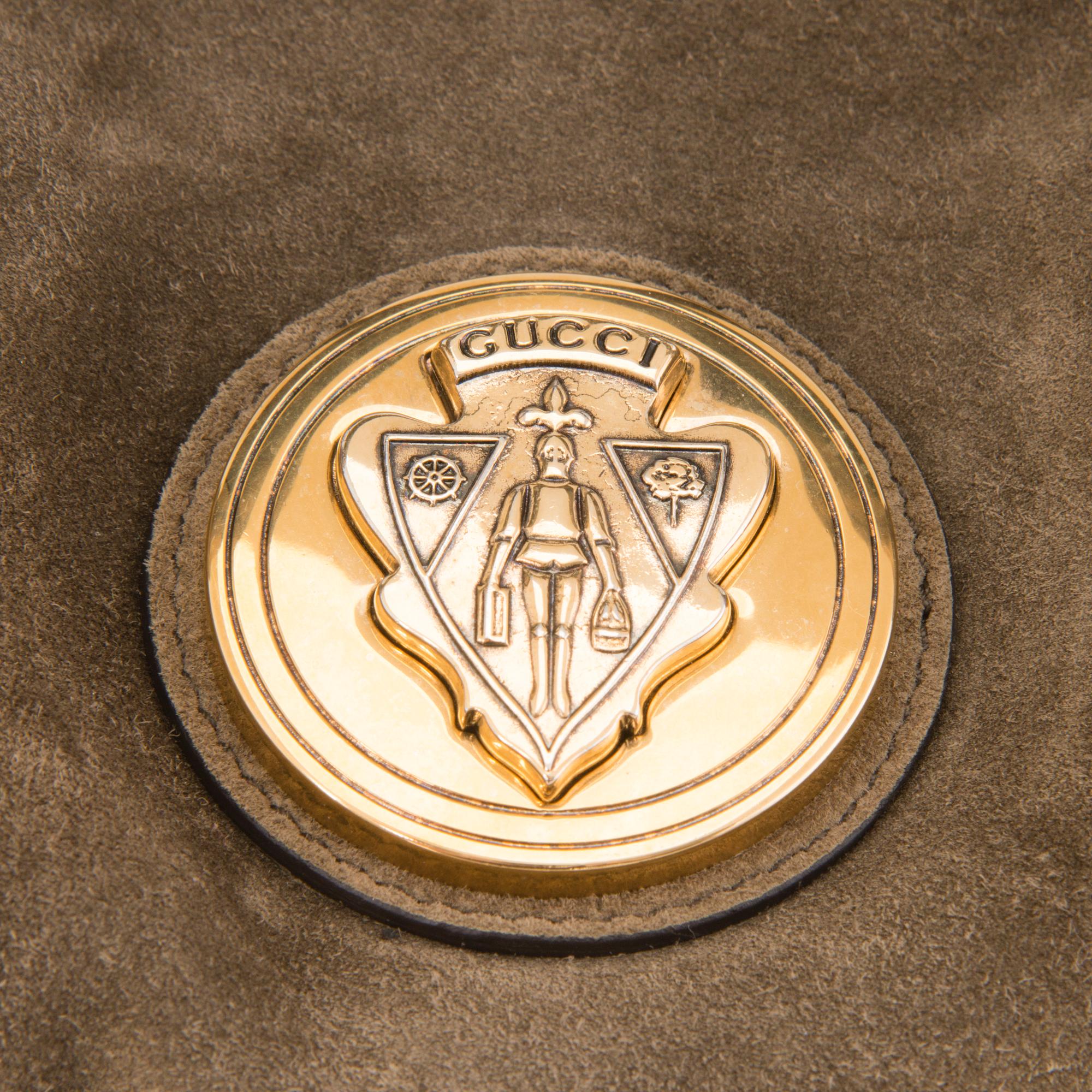 GUCCI Medium Suede Hysteria Top Handle Handbag.