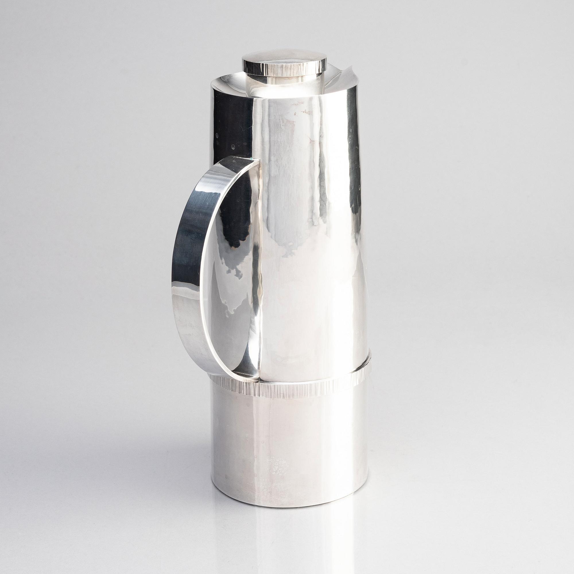Barbro Littmarck, a sterling silver thermos, mark of W.A Bolin, Stockholm 1967.