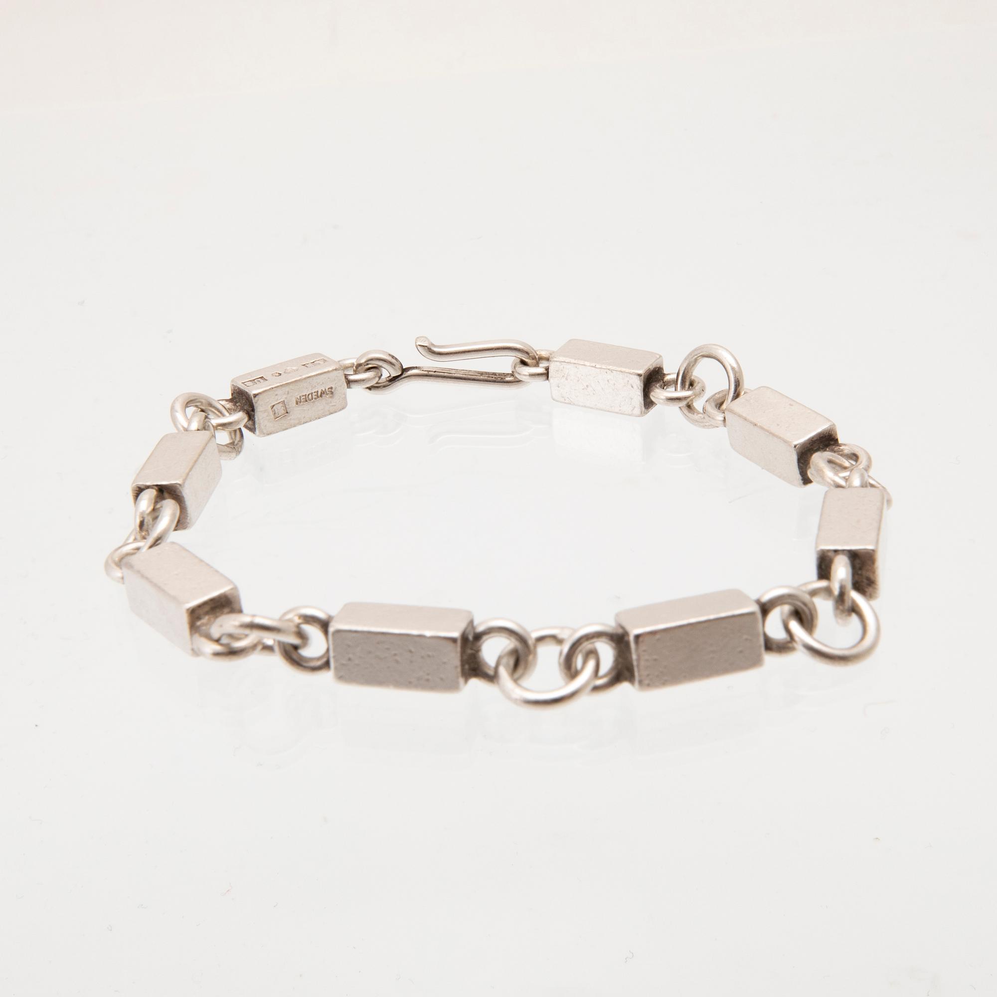 Wiwen Nilsson, armband silver stavkedja, Lund 1946.