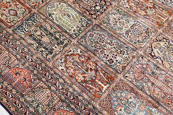 A silk Kashmir carpet, 286 x 265 cm.
