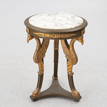 A pair of Empire-style armchairs with an end table, second half of the 20th century.